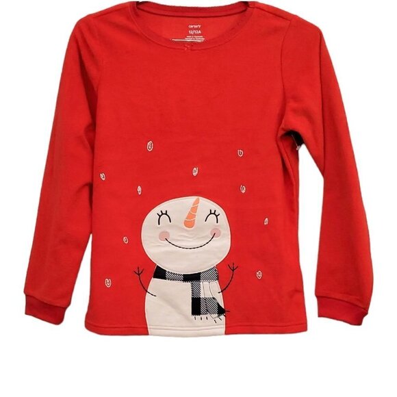 🚨Carter's Snowman Christmas Fleece PJ Top - Picture 1 of 6